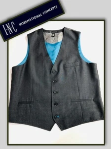 INC International Concepts Size Large BLACK & GRAY Plaid Suit Vest 888160 - Picture 1 of 7
