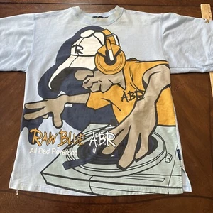 Vintage Raw Blue A.B.R Hip Hop Dj Shirt Mega Print Gr. XL - Bild 1 von 12