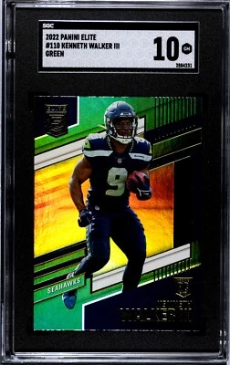 2022 Panini Donruss Elite Kenneth Walker III Rookie Green RC #110 SP SGC 10 - Image 1 of 2