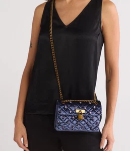 NEU KURT GEIGER London Samt Brixton Mini Tasche Blau Crossbody Neu mit Etikett - Bild 1 von 8