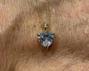 1.0 Carat Lab Created Diamond Heart Cut Pendant inc Necklace 14k Gold Plated 925 - Picture 1 of 8