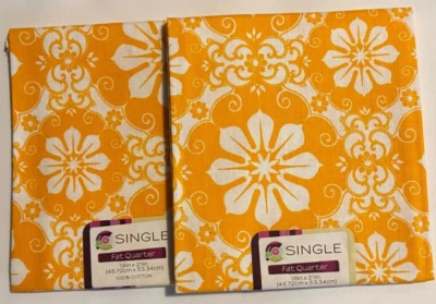 Juego de 2 telas artesanales Fat Quarter 100 % algodón 18” x 21” naranja damasco zanahoria Foto 1 de 2