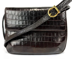 Bolso Bandolera Cuadrado Cuero Cocodrilo Marrón Salvatore Ferragamo - Imagen 1 de 10