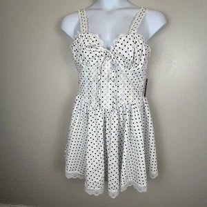 Justify gepunktetes Kleid Junior XL Fit & Flare Spitzenbesatz am Trägersaum kokett - Bild 1 von 16
