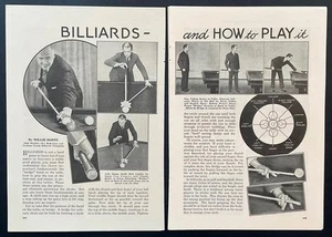 Billiards & How to Play it~Willie Hope 1930 article Oscar Petersen Ruth McGinnis - Picture 1 of 2