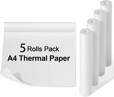5 Rotoli Carta Termica A4 per Stampante Portatile (30 Fogli/Rotolo, 210X30Mm) –  - Immagine 1 di 4