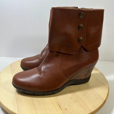 Sanita Maddox Mujer 9 EU 40 Plegable Cuña Cuero Botines Coñac Foto 1 de 4