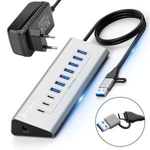 USB HUB AKTIV MIT NETZTEIL 36W 10 PORT USB 3.2 SPLITTER SPLITTER REAGLE - Bild 1 von 10