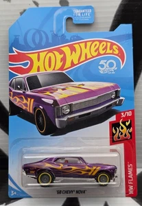 Hot Wheels HW Flames 2018 ** Chevy Nova 68 ** Super Treasure Hunt 1:64 - Imagen 1 de 2