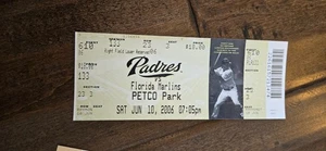 2006 FLORIDA MARLINS @ SAN DIEGO PADRES FULL TICKET MIKE PIAZZA ROBERTS 6/10/06 - Picture 1 of 1
