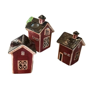 3er Set Sakura Warren Kimble Schulhaus Bauernhof Red Barn Salz Pfefferstreuer Milchkännchen - Bild 1 von 8