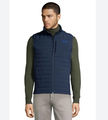 New Lands' End Men's 800 Down Vest Sz Navy Blue Packable Outdoor Lightweight - Image 1 of 4