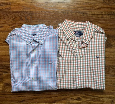 Vineyard Vines Lot Of 2 Men's Size MEDIUM 1 Slim Fit Whale Shirt Plaid Button Up - Image 1 of 4