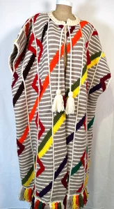 Vintage Rare Crochet Wool Blend Long Cardigan Jacket Patchwork by Julia Bryant - Picture 1 of 18