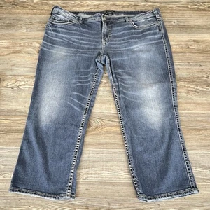 Silver Jeans Womens Plus 24 Blue Aiko Capri Dark Wash Denim Pockets Logo Casual - Picture 1 of 14