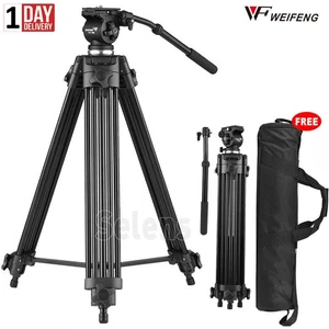 WeiFeng 74" Video Tripod Heavy Duty Aluminum Camera Stand 360° Fluid Drag Head - Picture 1 of 12