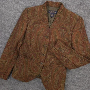 Brooks Brothers Woll Blazer Jacke Damen 2 Paisley Strick Einreiher gefüttert - Bild 1 von 11