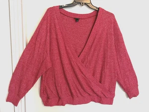 Torrid Damen Pullover 3 Plus 3X rot angeraut Waffel Surplice Drop Shoulder Wrap - Bild 1 von 6