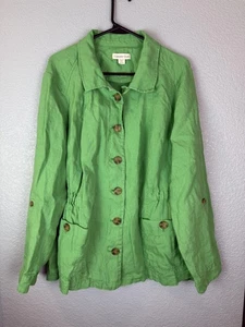 Coldwater Creek Jacke Damen 2XL 20-22 Leinen Knopfleiste Utility Mantel - Bild 1 von 11