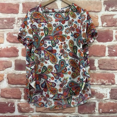 Camisa Spense Top Mujer Grande Multicolor Boho Floral Cachemira Abstracta Alta Baja Foto 1 de 4