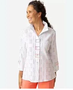 Habitat Women Crinkle Lima Weave Rio Tunic Top Xl Lagenlook Artsy Boho Coastal - Picture 1 of 9