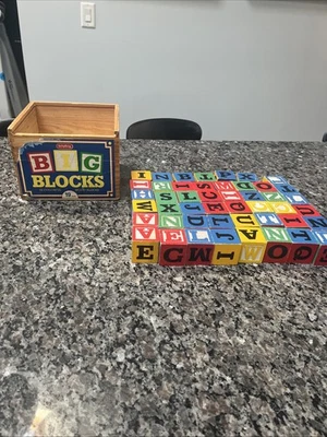 Schylling 2001 Big Blocks 47 Colorful Wood Blocks Alphabet Wooden Set - Image 1 of 4