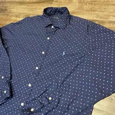 Polo Ralph Lauren Shirt Mens Large Long Sleeve Button Down Geometric Print Pony - Image 1 of 4