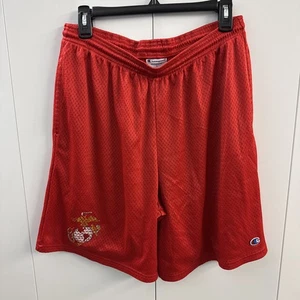 Champion Red Mesh Athletic Shorts USMC Size L - A9 - Picture 1 of 8