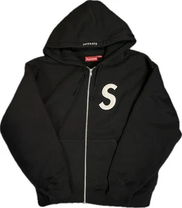 Supreme S Logo Zip Up Hooded Sweatshirt Black Medium FW24 DS Authentic - Picture 1 of 6
