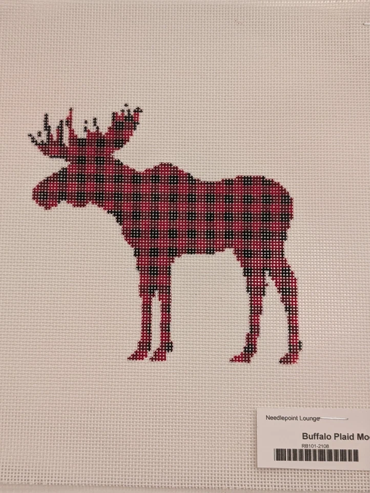 Rachel Barri Buffalo Plaid Moose Needlepoint Canvas RB101 - Image 1 of 1