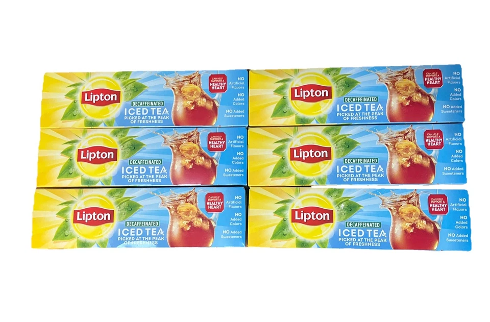 6 bolsas de té negro helado, descafeinado, 24 bolsas de té tamaño familiar, 5,25 oz (148 g) Foto 1 de 1