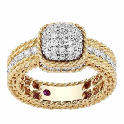 Anillo Roberto Coin Oro 18K Barroco Diamantes Pavé Cúpula en Oro Amarillo Foto 1 de 4