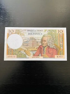 Banknote France 1973 10 Francs Voltaire AU - Picture 1 of 2