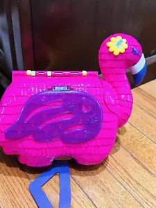 Polly Pocket Pink Flamingo Party Playset Purse Carry Case Some Accessories - Picture 1 of 8