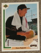 1991 Upper Deck - SAN FRANCISCO GIANTS DAVE RIGHETTI - NEAR-MINT - FREE SHIPPING