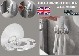 1/2pcs Toothbrush Holder Wall Mount Sucker Bathroom Suction Cup Toothpaste Rack - Picture 1 of 8