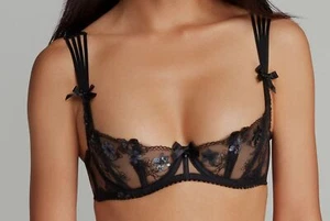 $465 Agent Provocateur Women's Black Skylee Balconette Underwired Bra Size 36C - Picture 1 of 3