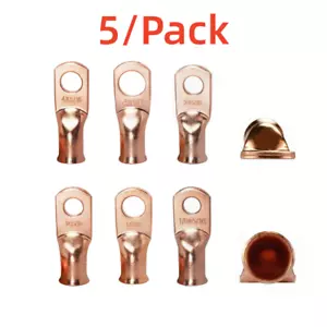 5Pack Copper Lug Ring Terminals Battery Wire Welding Cable Connector 5/16" 3/8" - Picture 1 of 22