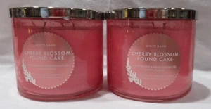 White Barn Bath & Body Works 3-wick Candle Lot Set 2 CHERRY BLOSSOM POUND CAKE - Picture 1 of 4