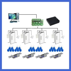 Sistema di controllo accessi RFID 4-2 porte con armadio/lettore RFID/portachiavi/pulsante di uscita - Foto 1 di 19
