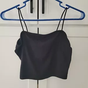 Rue 21 Tank Top Women’s Size M Black Ladies Ribbed Spaghetti Strings Crop top - Picture 1 of 5
