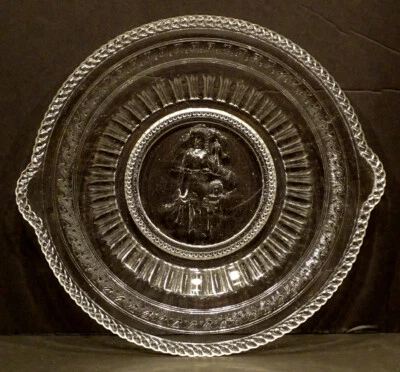 1870's RICHARDS HARTLEY Antique CUPID VENUS / MINERVA Glass EAPG Large 11" Plate - Image 1 of 2