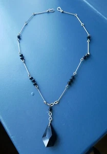 Precioso Collar de Cuentas Art Deco DE COLECCIÓN, Cuello de Eslabón Negro Vidrio y Alambre Años 30 - Imagen 1 de 6