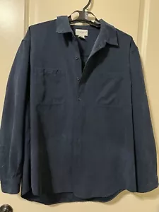Knights Bridge Button Up Shirt Men's Size L Navy 100% Polyester Faux suede - Picture 1 of 7
