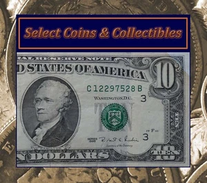 1995 (C) $10 Ten Dollar Bill Federal Reserve Note Philadelphia Currency #3449 - Picture 1 of 5