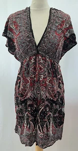 Tunika-Bluse geblümt lila Viskose V-Ausschnitt Größe M - Bild 1 von 12