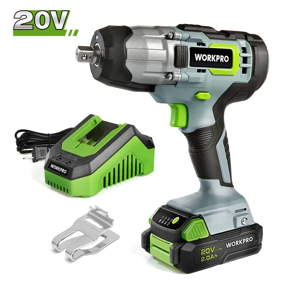 WORKPRO Impact Wrench 20V Cordless 1/2",2.0Ah Li-ion Battery with Quick Charger - Image 1 of 4