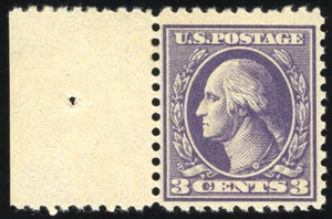 US # 530b  3¢ Washington printed both sides, F-VF NH, margin scuffing, PF(2018) - Picture 1 of 3