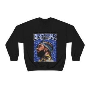 Sudadera Naybahood Nip Nipsey Hussle Bandana Azul Mezcla Pesada Cuello Redondo - Imagen 1 de 19