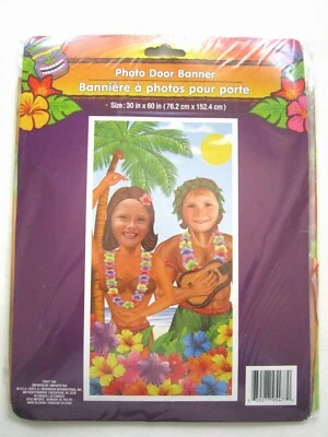 LUAU PLAYA FIESTA DIVERSIÓN BAILARINES HULA FOTO PUERTA PLÁSTICO PANCARTA 30" X 60" ¡TOTALMENTE NUEVA! Foto 1 de 4